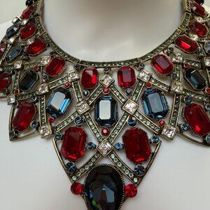 Heidi Daus "Many Shades of Fabulous" 3-Row Crystal Bib Drop Necklace